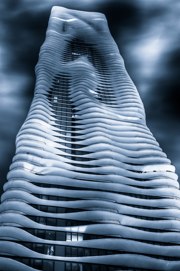 Aqua Building at Night, Chicago, IL