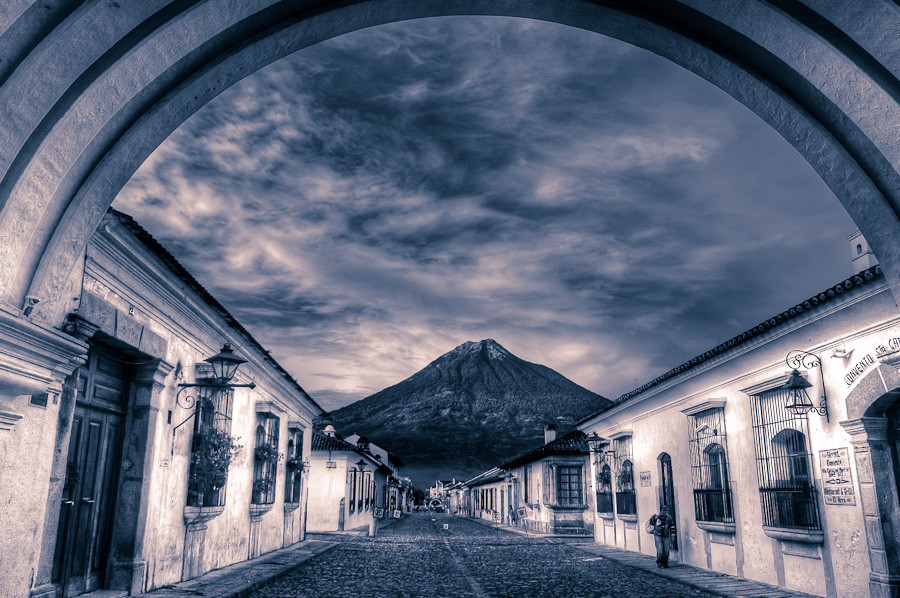Agua Through The Samta Catalina Arch, Antigua, Guatemala