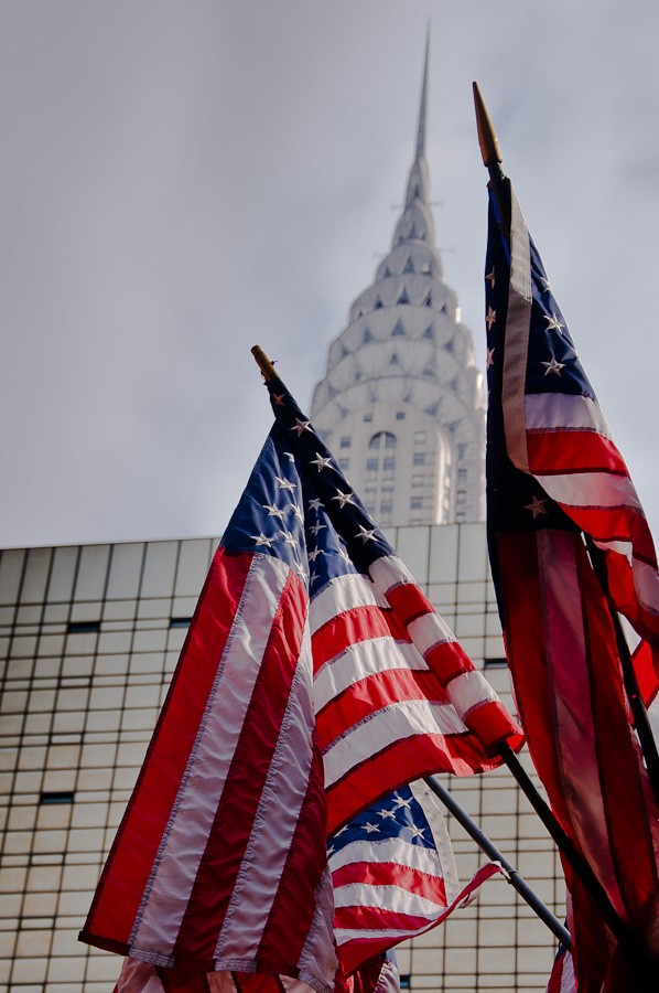 Chrysler Building and Flags
