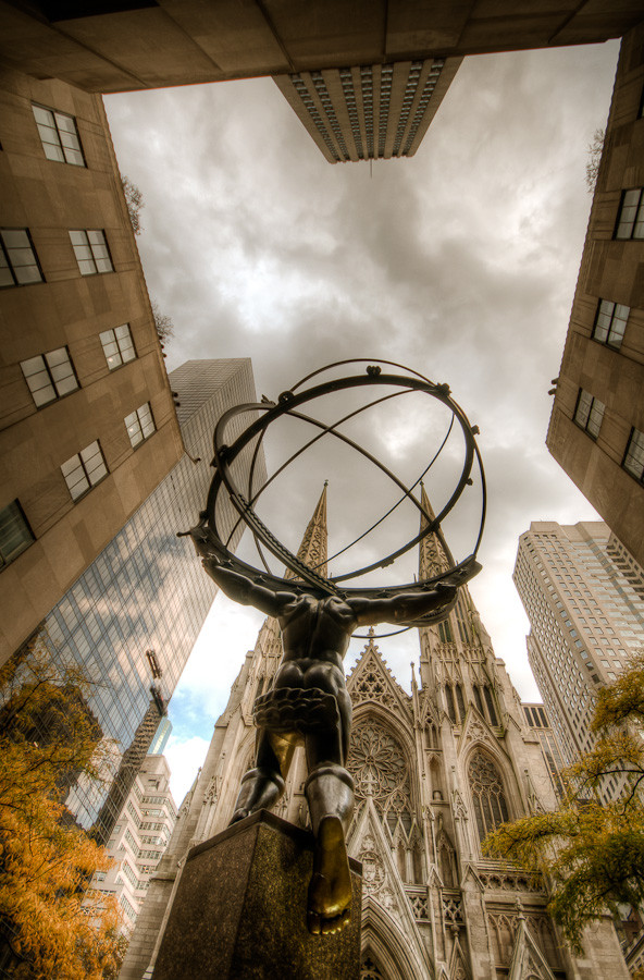 Atlas and St. Patrick's Cathedral, New York
